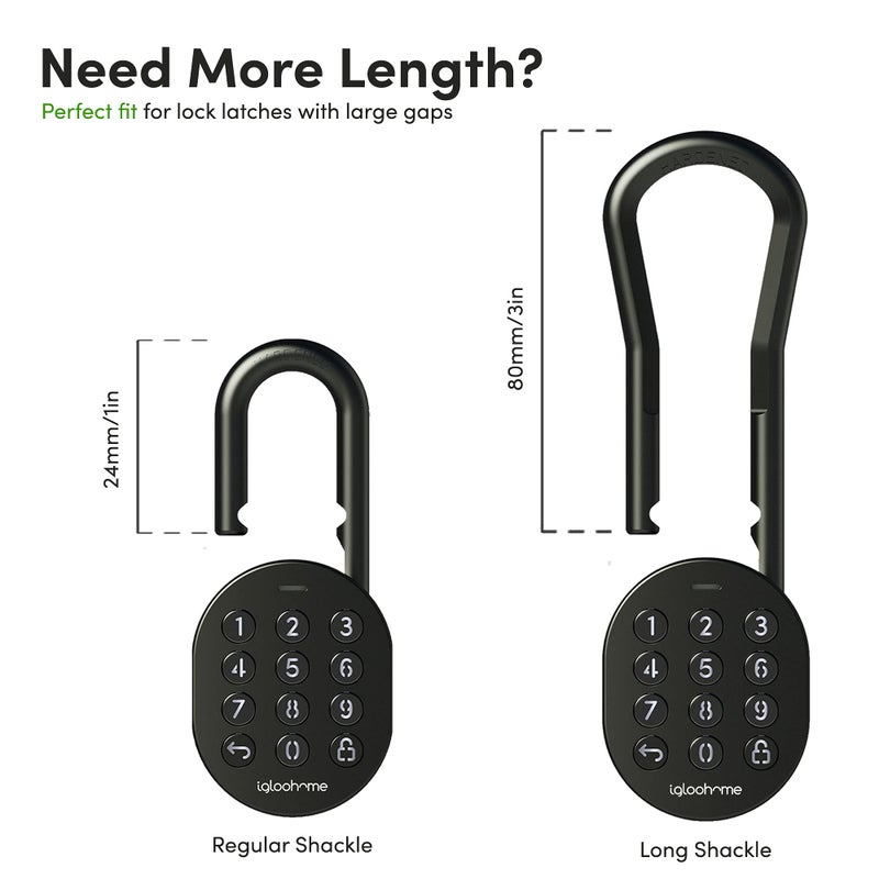igloohome Interchangeable 5.75inches Long Shackle for The Igloohome Secure Smart Padlock - Replacement Shackle for The IGP1 Padlock, for Large Gap Latches - Image 2